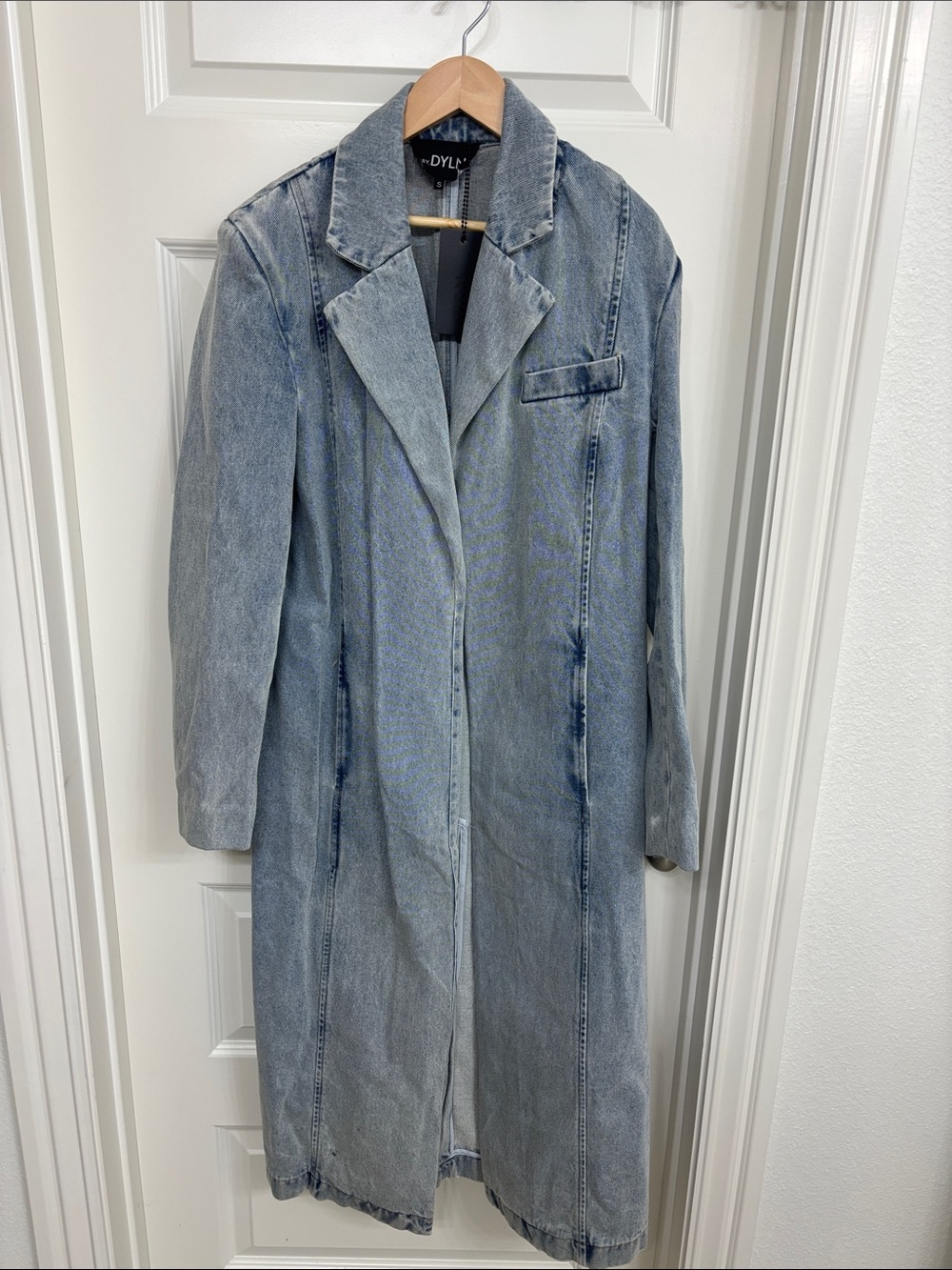 BY.DYLN NWT Light Blue Washed Denim Longline Coat